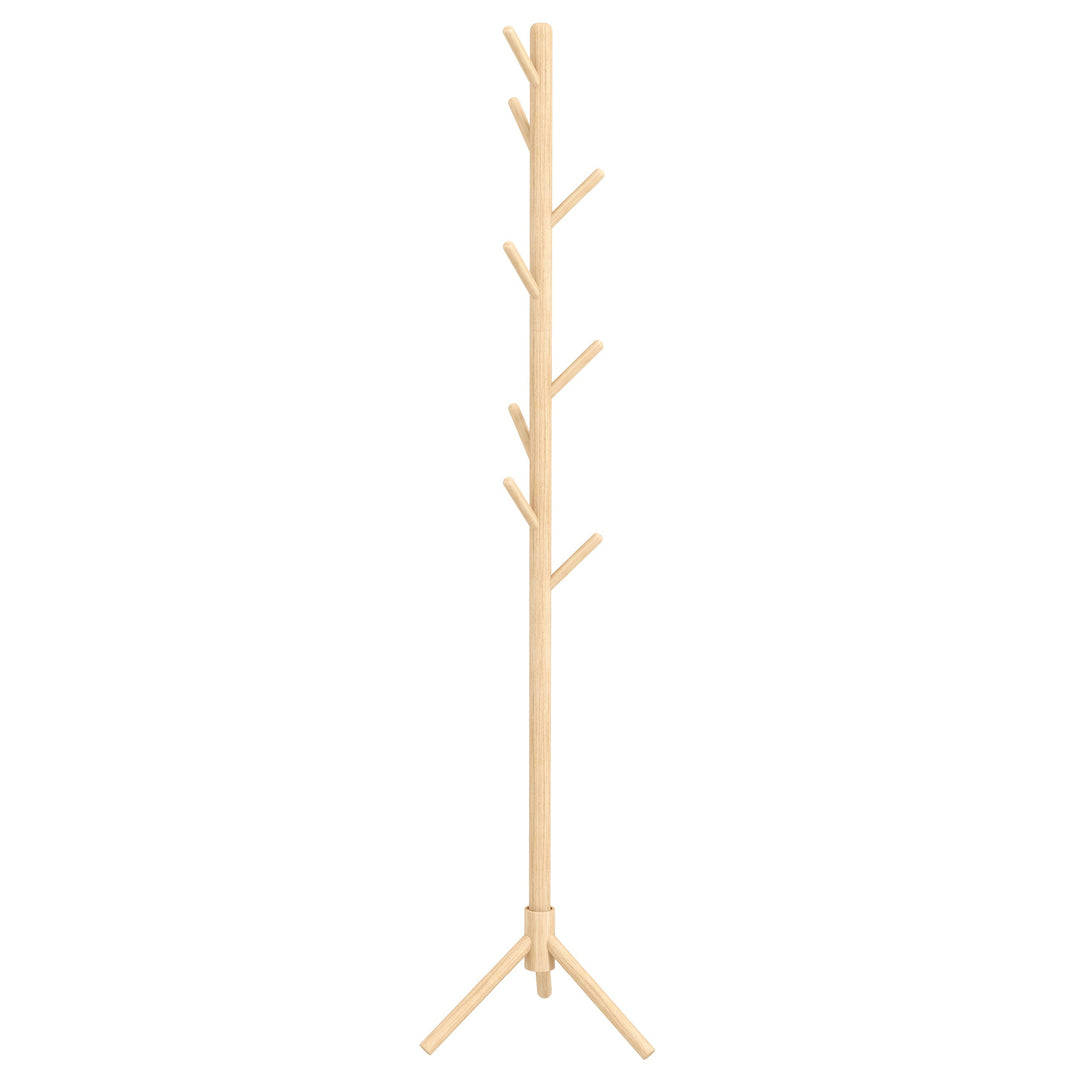 Eight-Hook Wooden Coat Rack - Natural