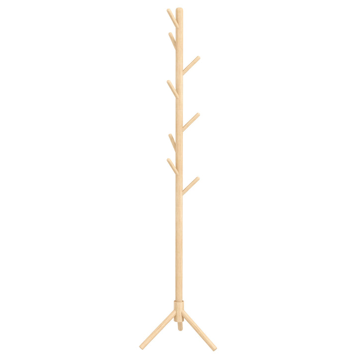 Eight-Hook Wooden Coat Rack - Natural