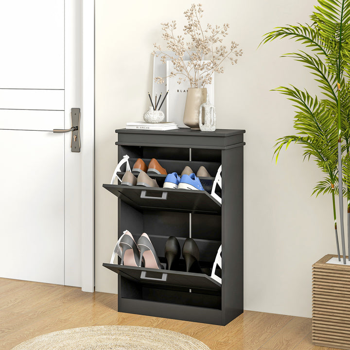 MCL Two-Drawer Minimalistic 10-Shoe Cabinet - Black