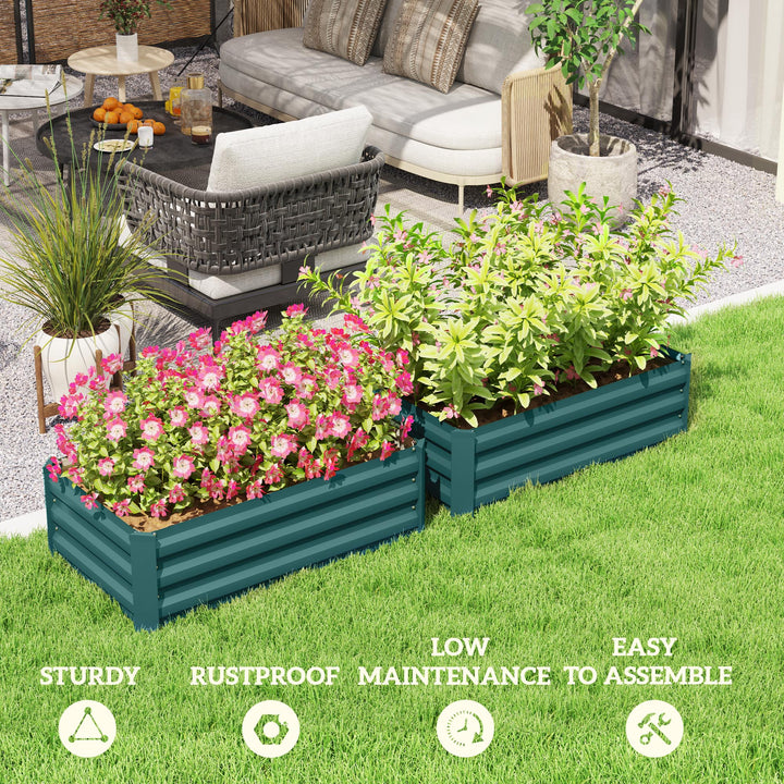 Set of Two 100 x 60cm Steel Planter Boxes -Green