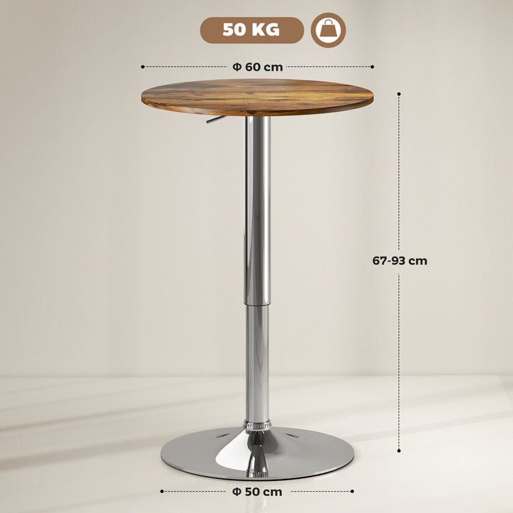 MCL Round Bar Table, 360 Degree Swivel Counter Pub Table with Adjustable Height, for Kitchen, Cafe, Rustic Brown