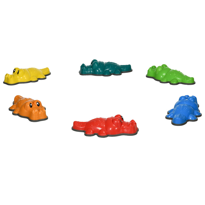 ZONEKIZ 6PCs Kids Stepping Stones, Crocodile-Designed Sensory Toys, with Anti-Slip Edge Balance River Stones