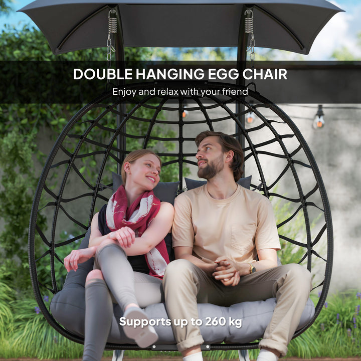 Two-Seater Rattan Egg Chair - Black