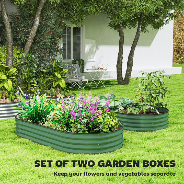 Set of Two 181 x 93cm Steel Planters - Green
