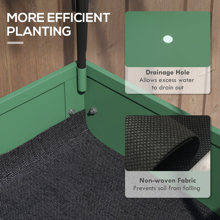 Raised Planter with Greenhouse Cover, Mobile Elevated Garden Bed with Wheels and Bottom Shelf for Vegetables, Green