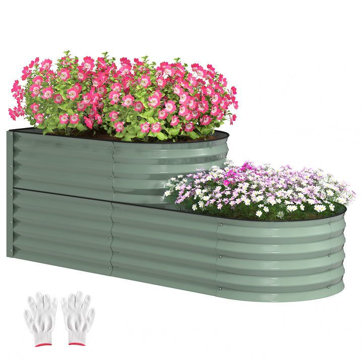 Two-Tier Galvanised Steel Garden Planter - Light Green
