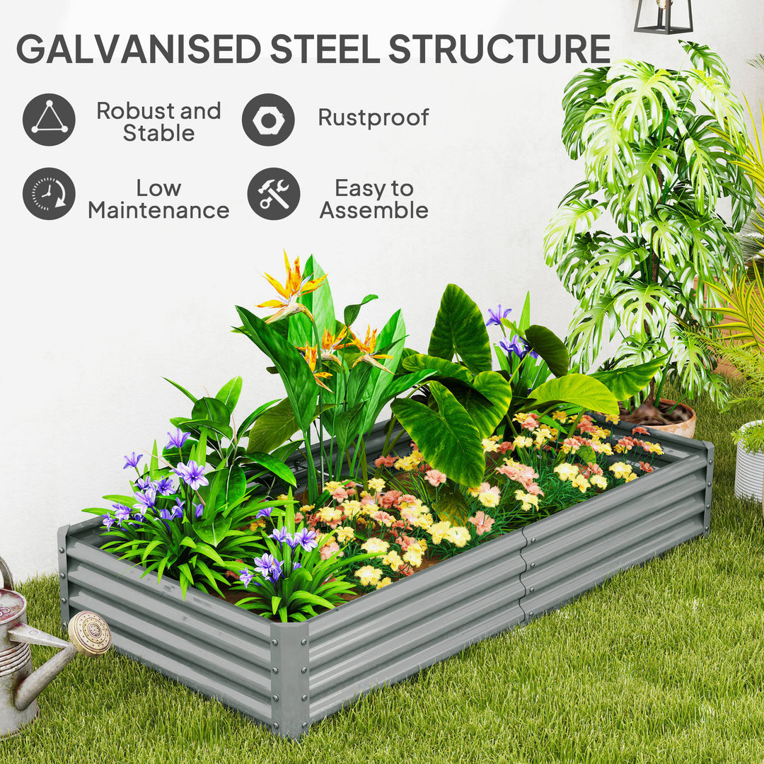 180 x 90cm Galvanised Steel Open Planter - Silver