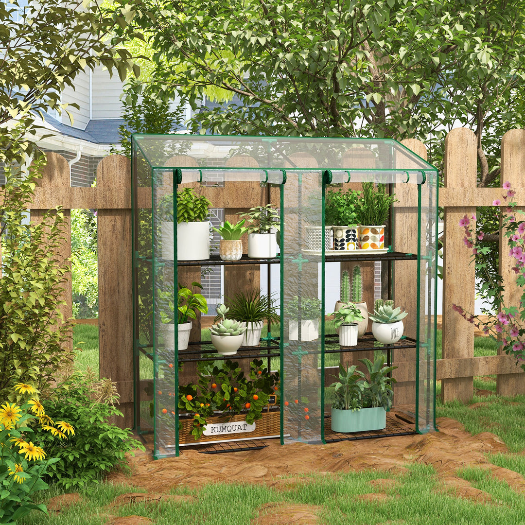 46 x 143cm Mini Lean-To Greenhouse, with Three Inner Shelves
