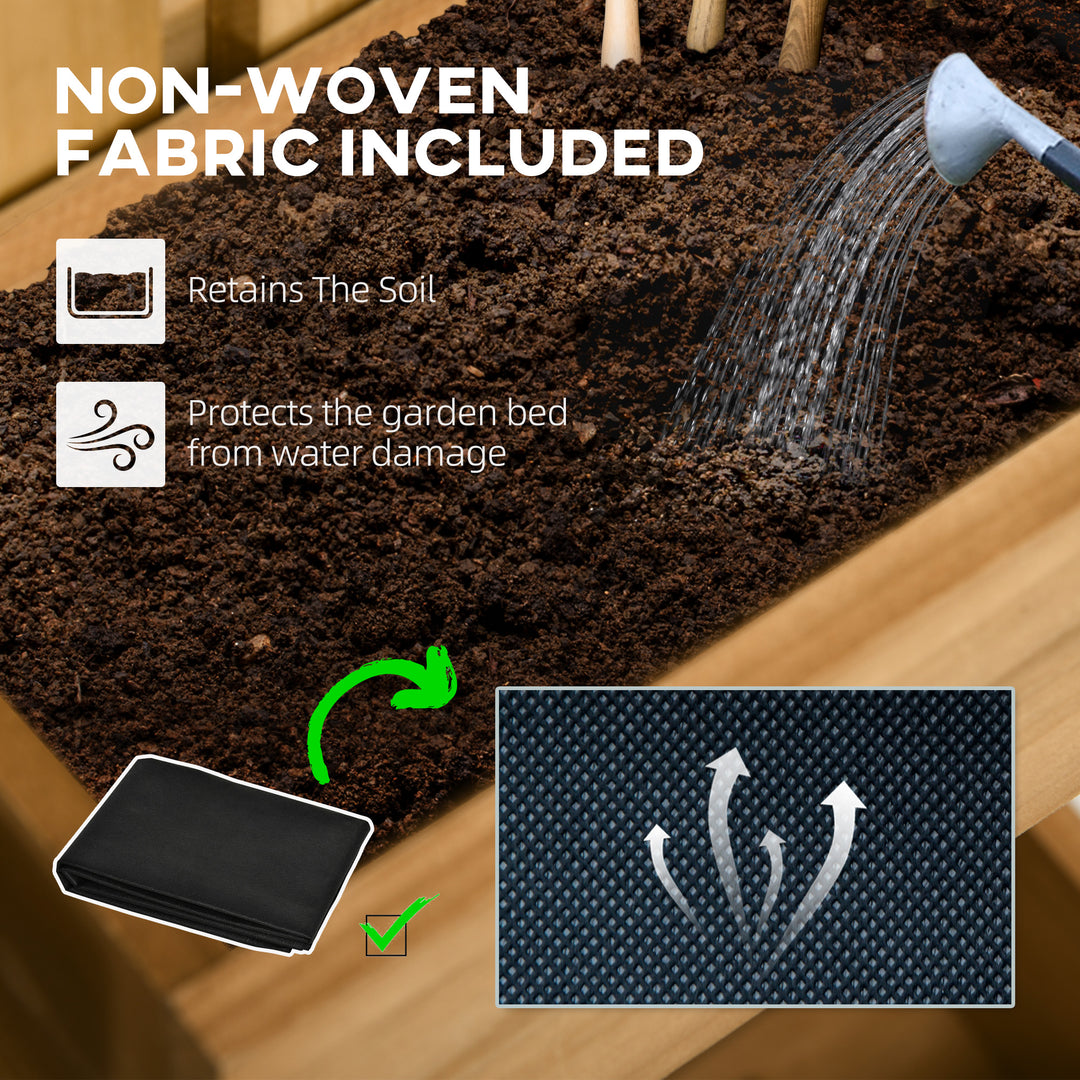 Wall-mounted Wooden Garden Planters with Trellis, Drainage Holes and 3 Planter Boxes for Patio, Natural