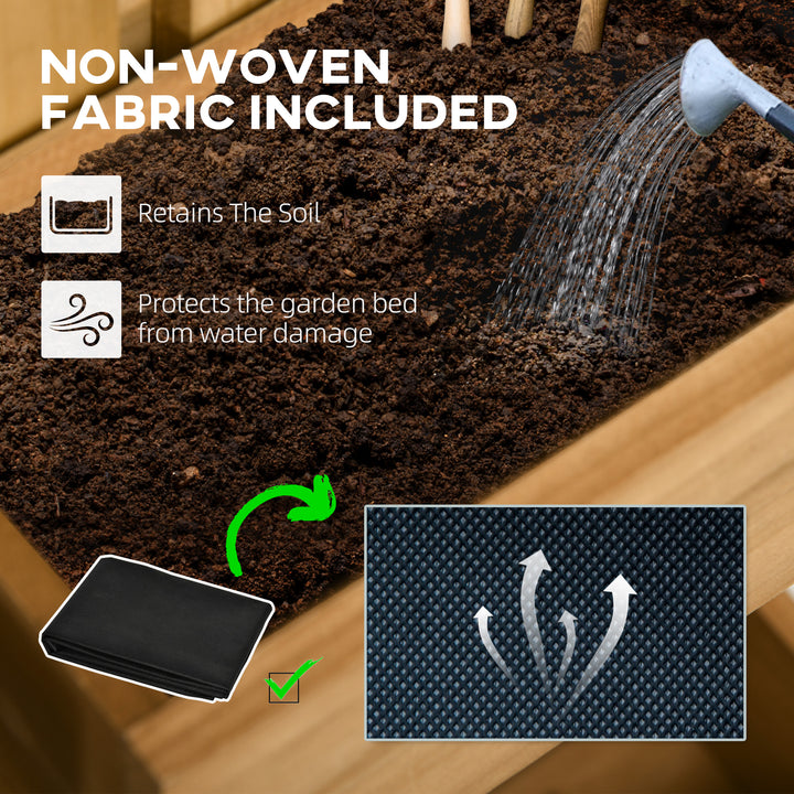 Wall-mounted Wooden Garden Planters with Trellis, Drainage Holes and 3 Planter Boxes for Patio, Natural