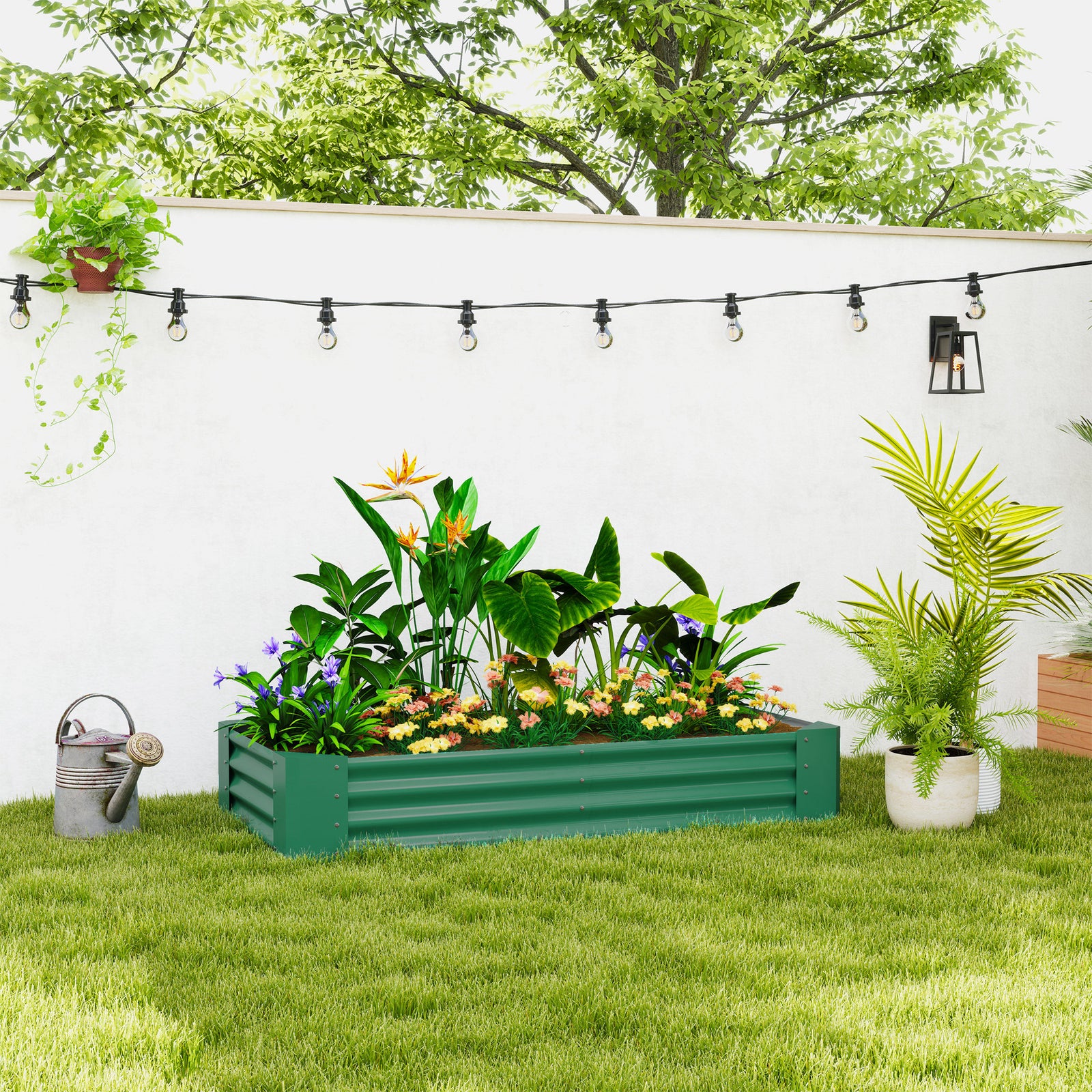 180 x 90cm Galvanised Steel Open Planter - Green