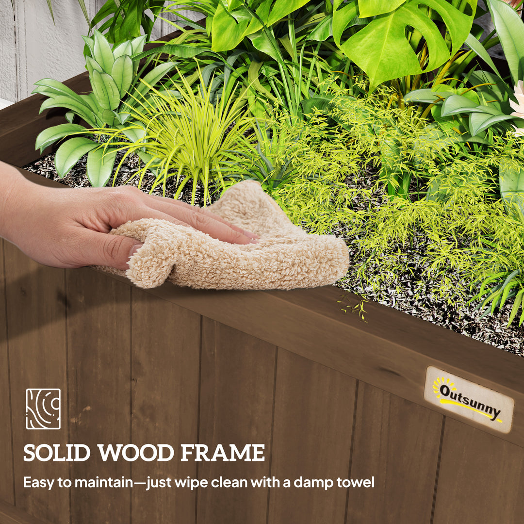 Raised Bed with Drainage Holes, Wood Planter with Trellis for Climbing Plants to Grow Vegetables, Flowers, Brown