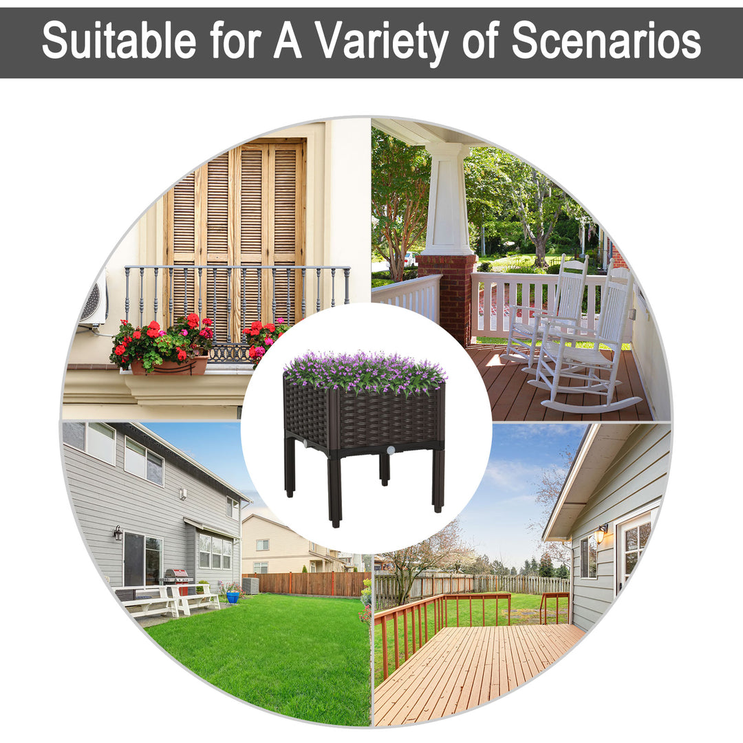 MCL 26L Garden Raised Bed Elevated Patio Flower Plant Planter Box PP Vegetables Planting Container, Brown