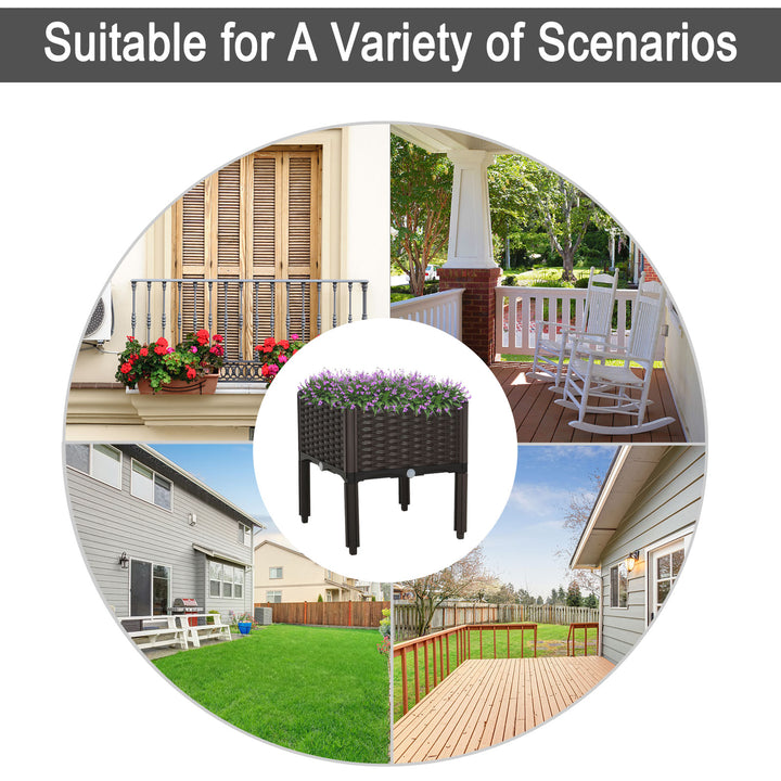 MCL 26L Garden Raised Bed Elevated Patio Flower Plant Planter Box PP Vegetables Planting Container, Brown