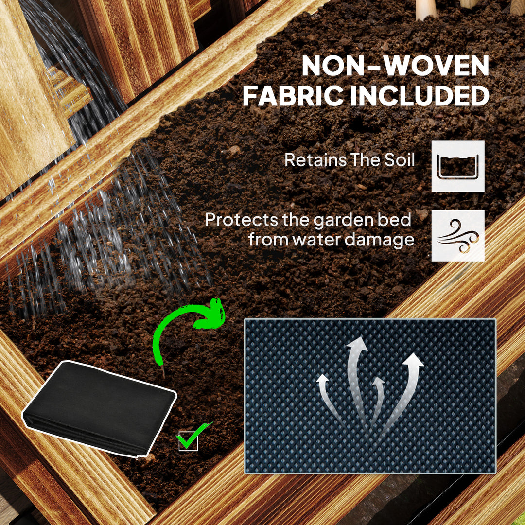 Wall-mounted Wooden Garden Planters with Trellis, Drainage Holes and 3 Planter Boxes for Patio, Carbonised