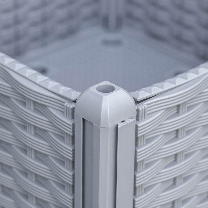 Set of 4 26L Garden Raised Bed Elevated Patio Flower Plant Planter Box PP Vegetables Planting Container, Grey