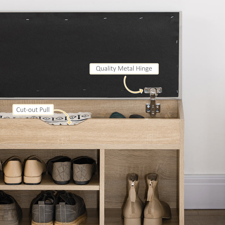 MCL Shoes Cabinet Bench Hidden Storage Padded Seat Organiser Footwear Rack Hallway Oak Tone