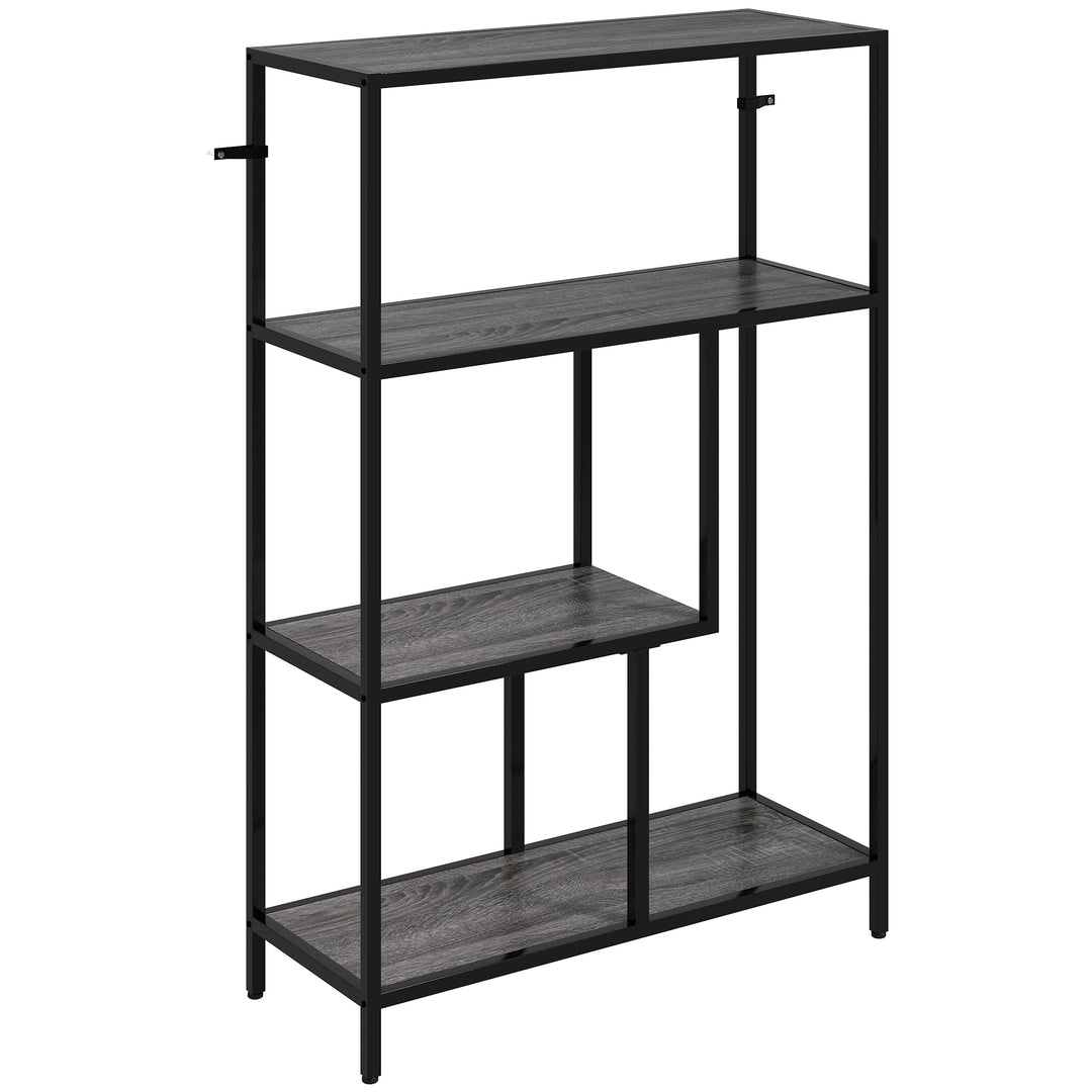 4-Tier Bookshelf with Open Shelves - Charcoal Grey