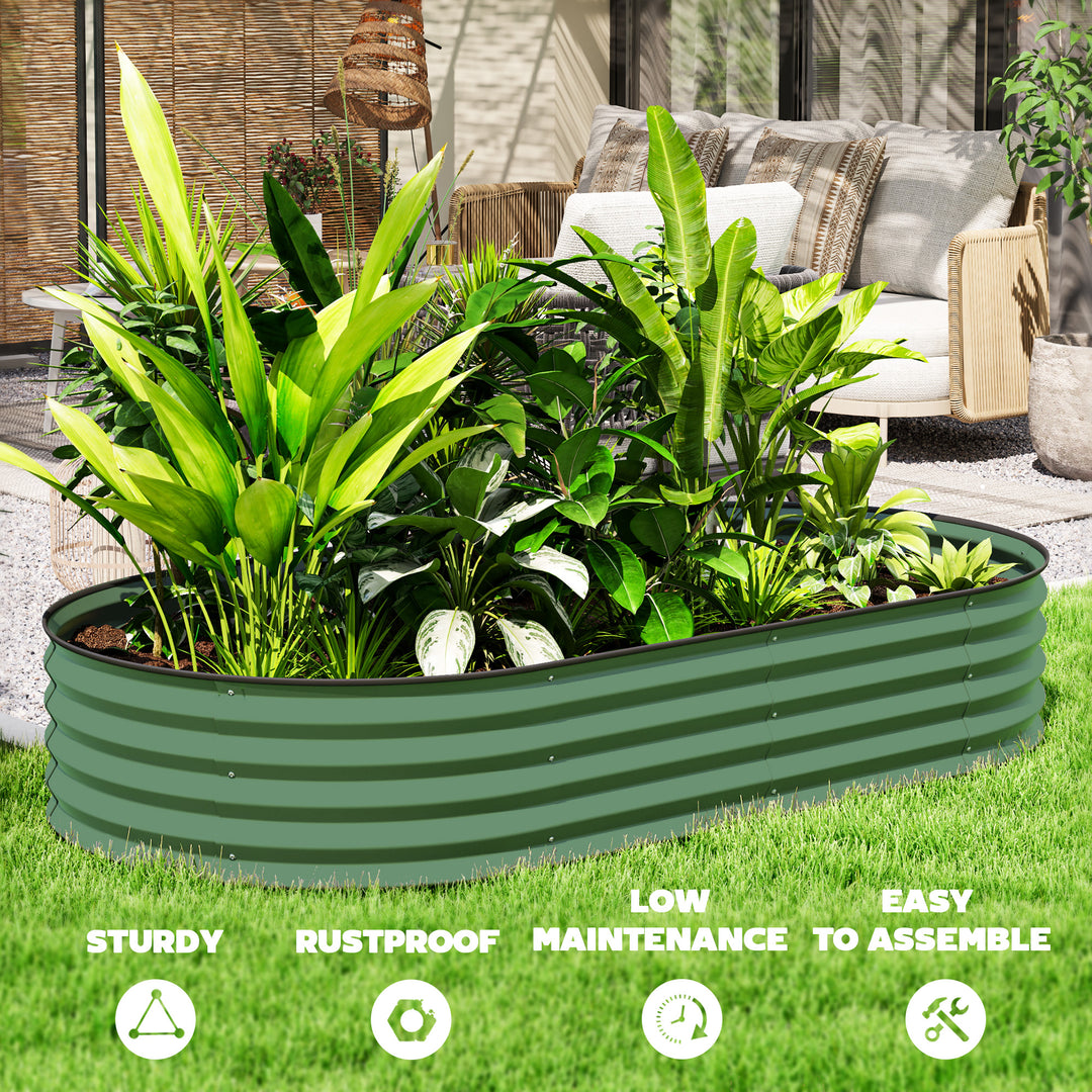 Set of Two 181 x 93cm Steel Planters - Green