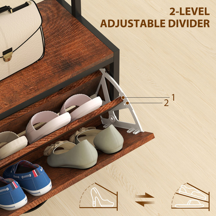 5-In-1 Industrial-Style Hallway Tree - Brown/Black