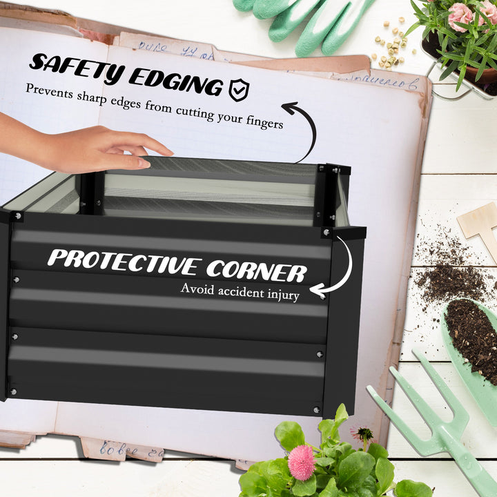 Set of Two 100 x 60cm Steel Planter Boxes - Grey