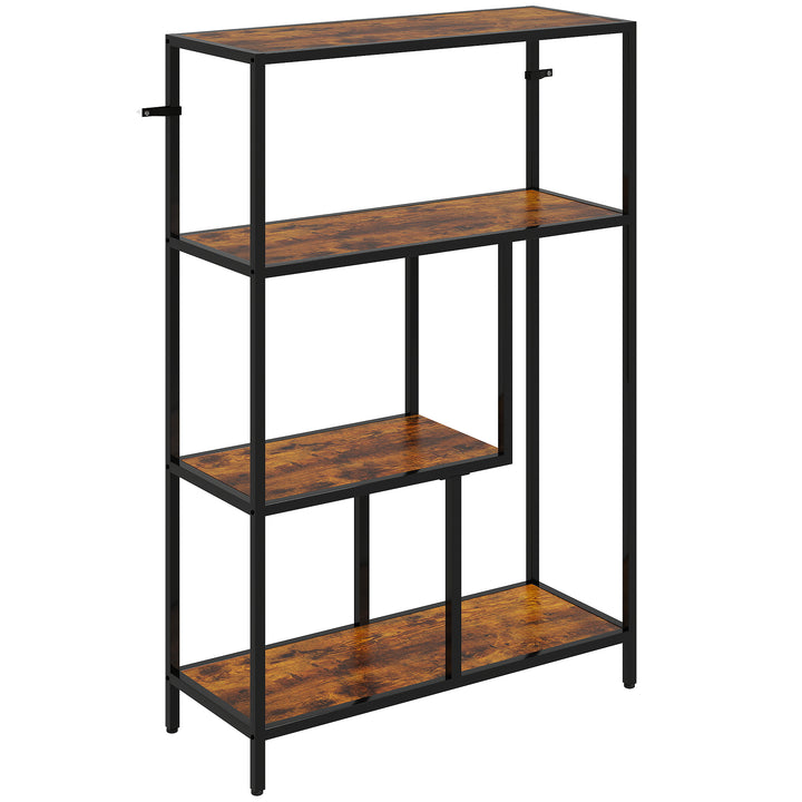 4-Tier Bookshelf with Open Shelves - Rustic Brown