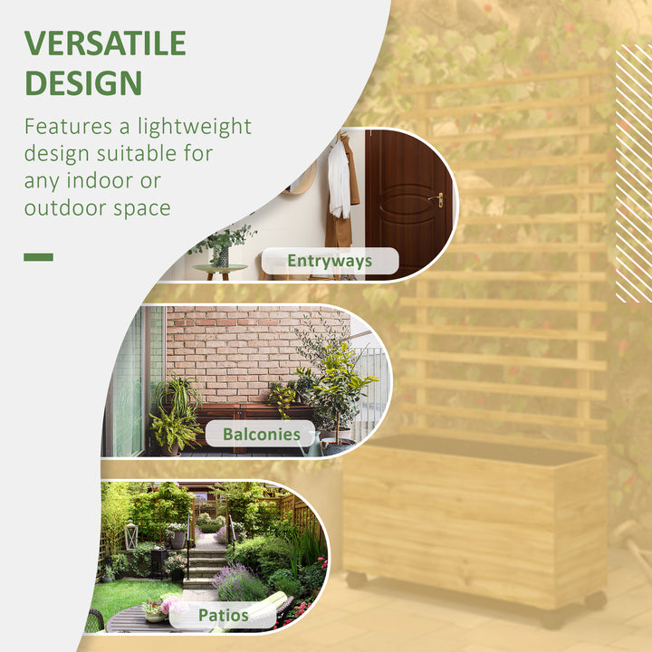 Wooden Raised Planter, with Back Trellis - Natural Finish