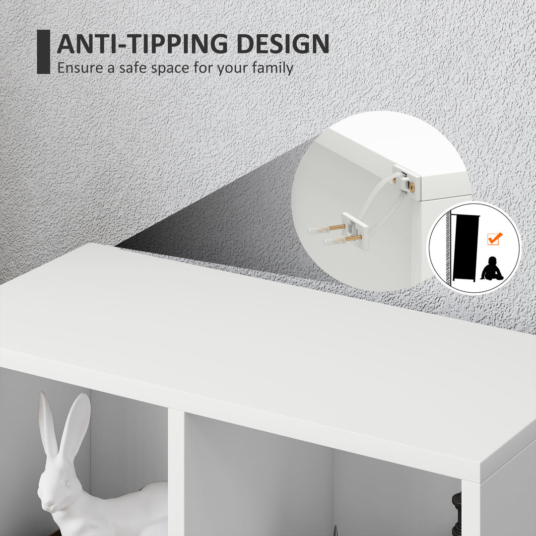 2-Tier Bookshelf with 5 Compartments - White