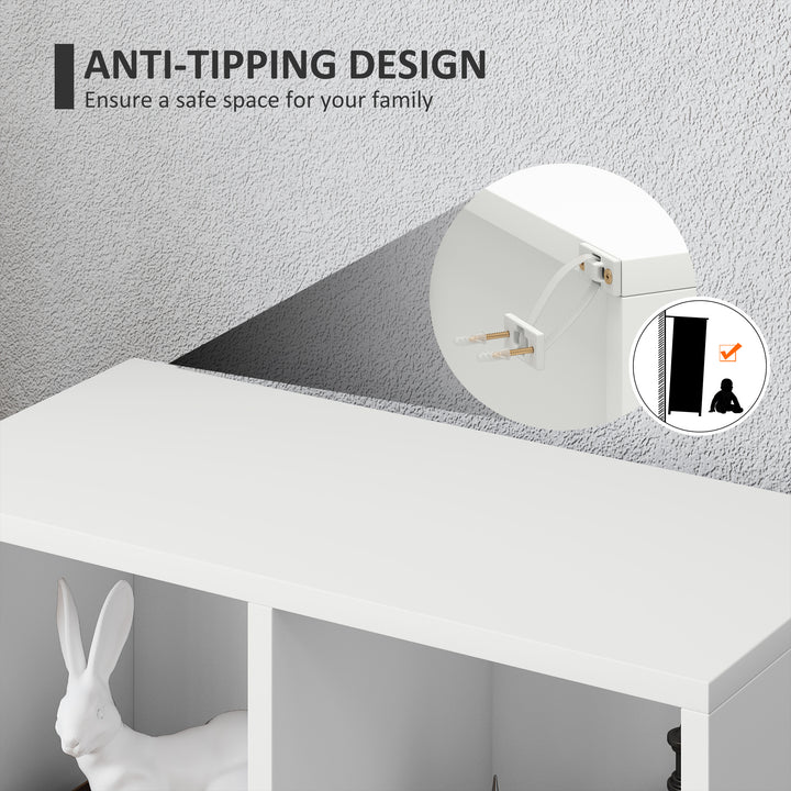 2-Tier Bookshelf with 5 Compartments - White