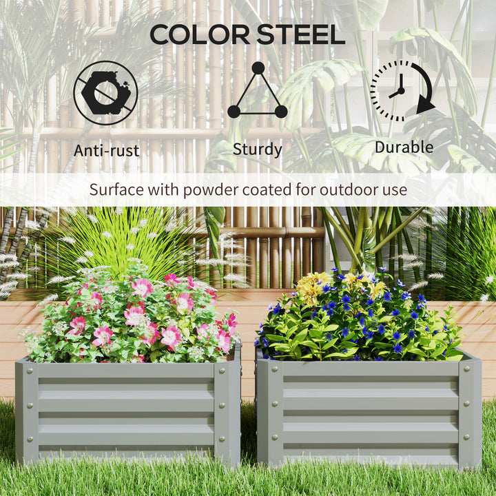 Set of Two 60 x 60cm Steel Planter Boxes - Light Grey