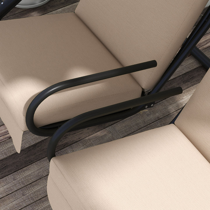 Two-Seat Garden Swing Chair, with Protective Canopy - Beige