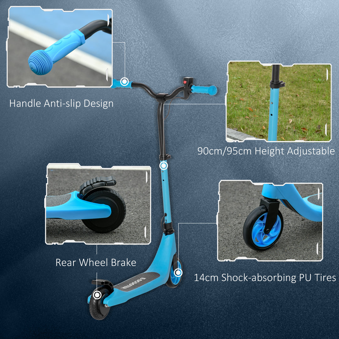 Electric Scooter, 120W Motor E-Scooter, Adjustable Height, Rear Brake for Ages 6+ Years - Blue