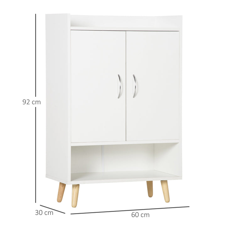 Modern Shoe Cabinet Storage Organizer with Doors and Shelves for Hallway & Entryway, 60L x 30W x 92Hcm, White