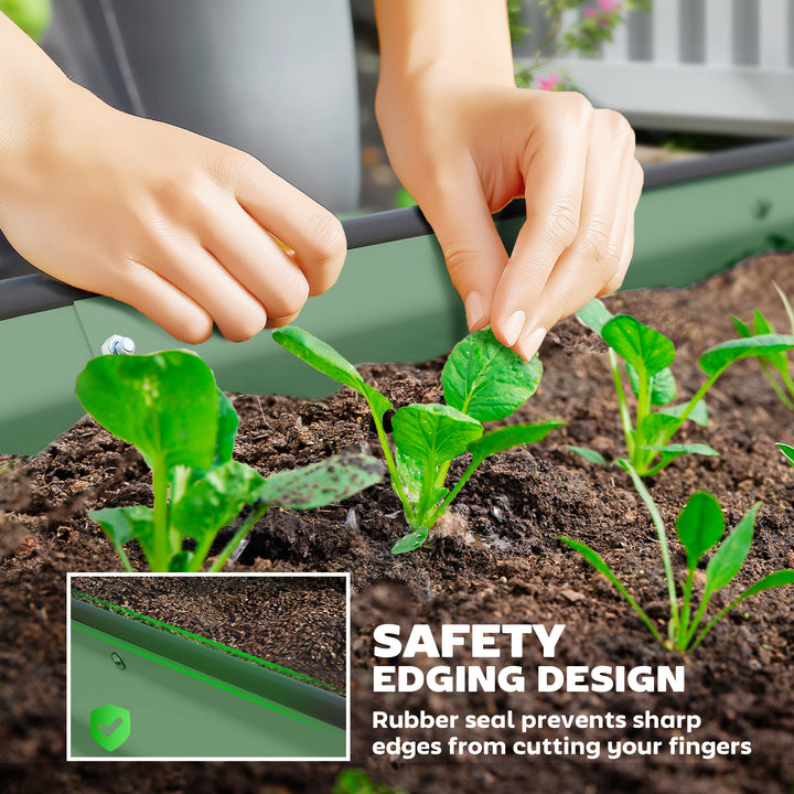 Set of Two 181 x 93cm Steel Planters - Green