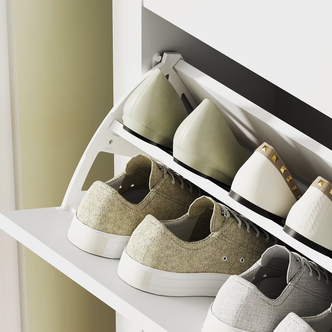 Modern Two-Drawer Shoe Cabinet - White