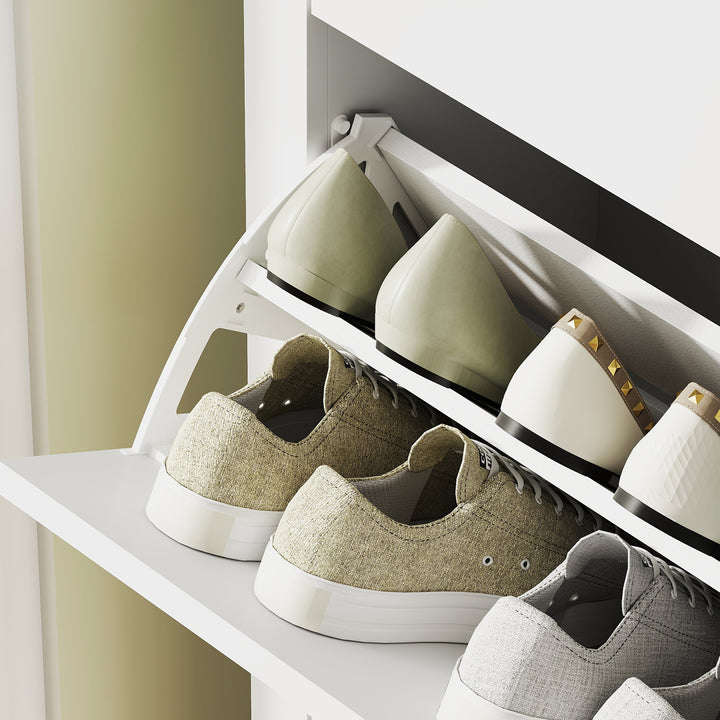 Modern Two-Drawer Shoe Cabinet - White