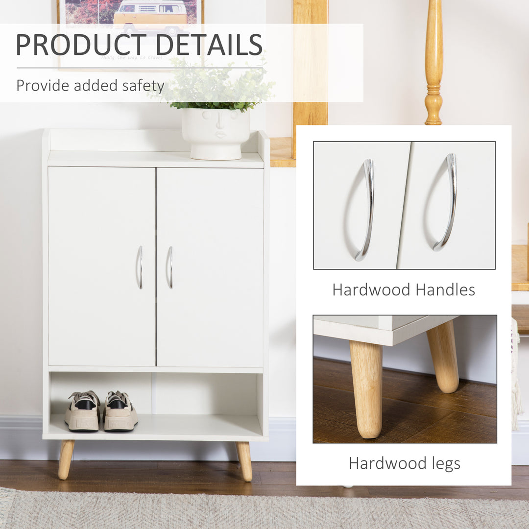 Modern Shoe Cabinet Storage Organizer with Doors and Shelves for Hallway & Entryway, 60L x 30W x 92Hcm, White