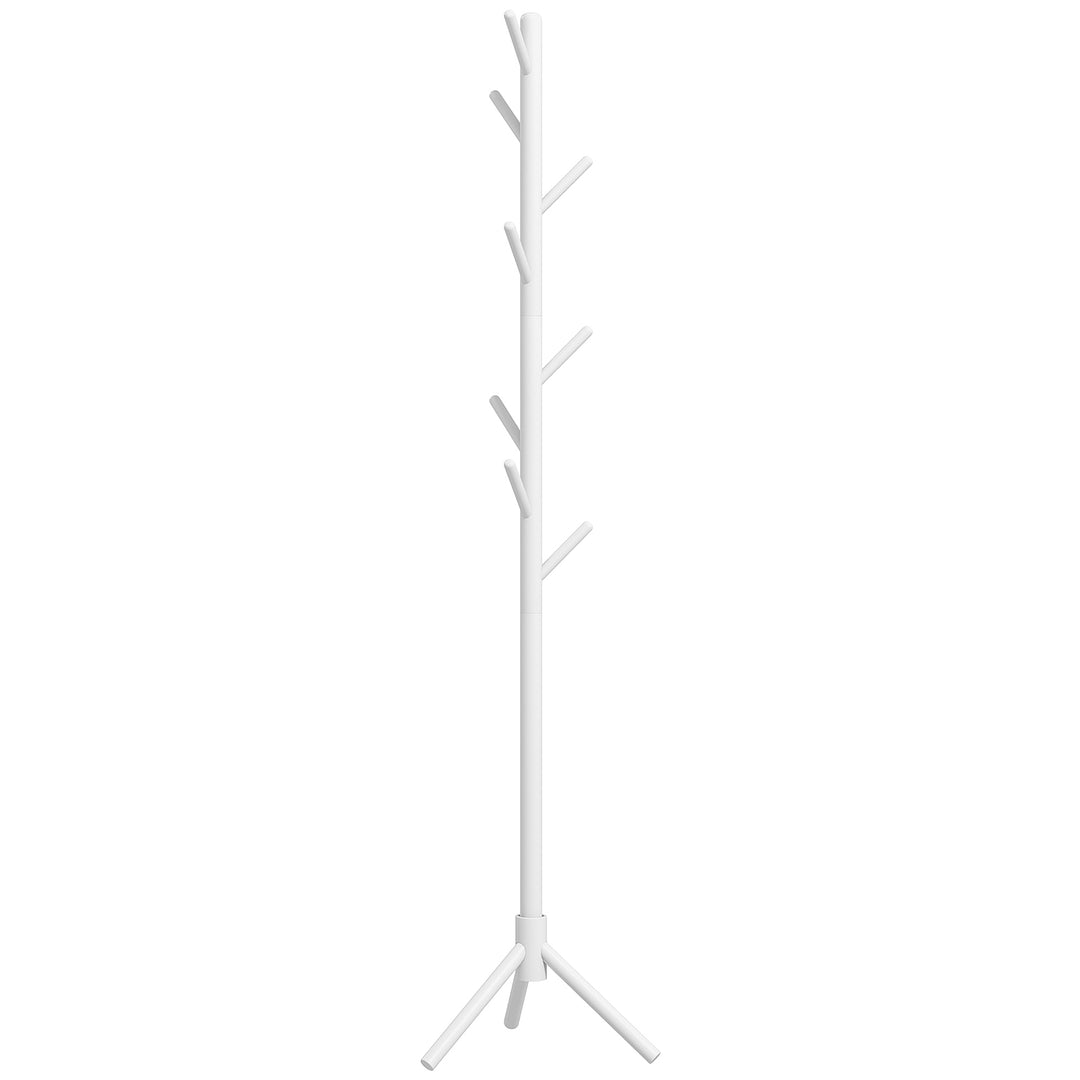 Eight-Hook Wooden Coat Rack - White