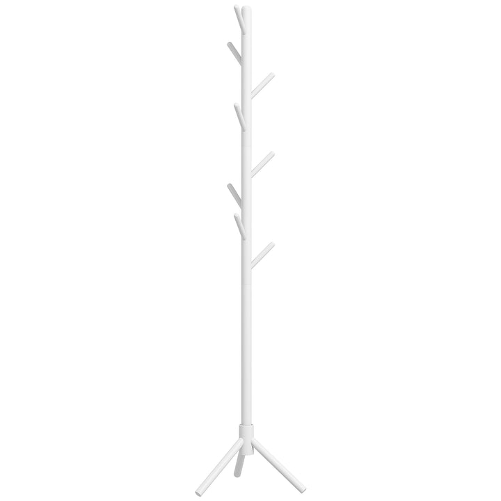 Eight-Hook Wooden Coat Rack - White