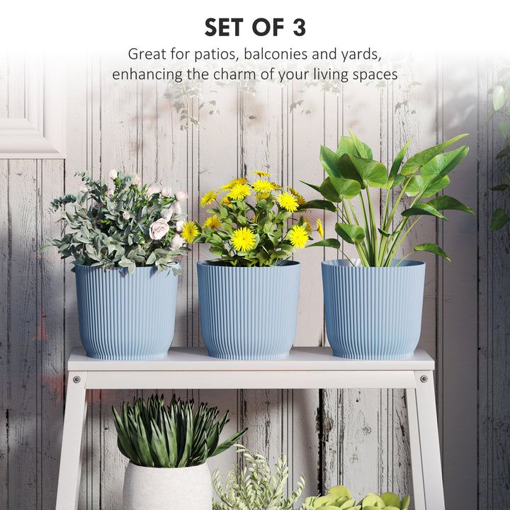 Set of Three Ф22cm Planters - Blue