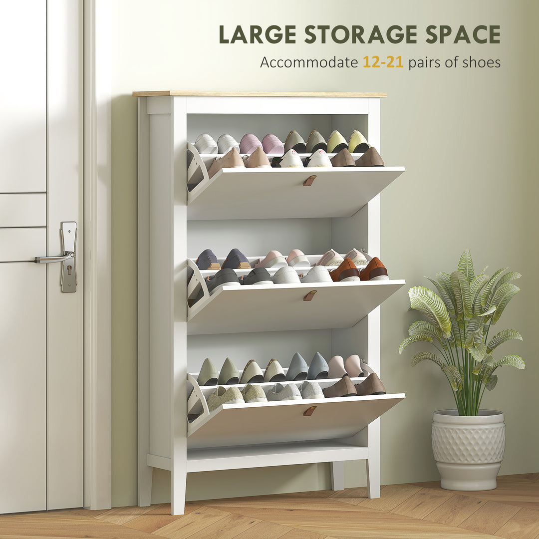 Modern Three-Drawer Shoe Cabinet - White