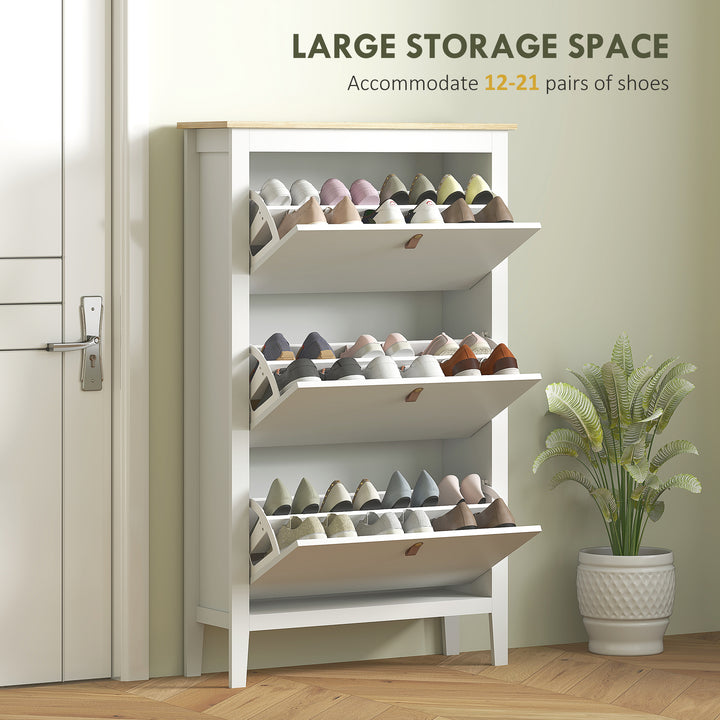 Modern Three-Drawer Shoe Cabinet - White