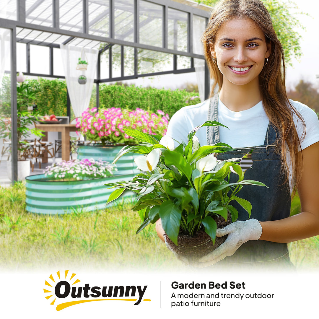 Two-Tier Galvanised Steel Garden Planter - Dark Green