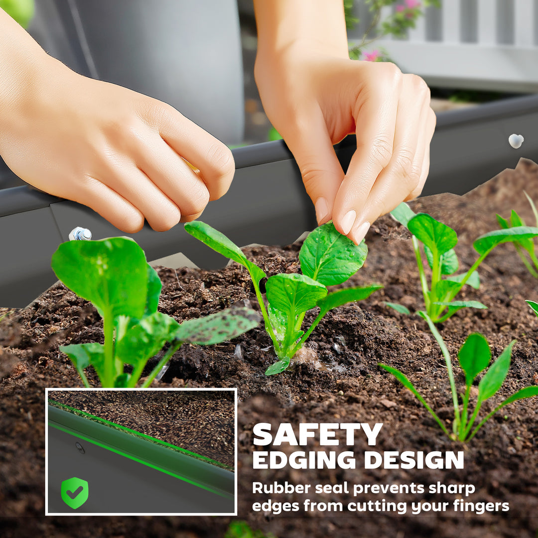 Set of Two 181 x 93cm Steel Planters - Dark Grey