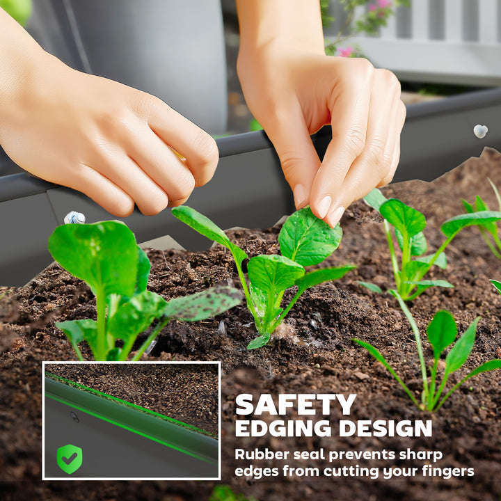 Set of Two 181 x 93cm Steel Planters - Dark Grey