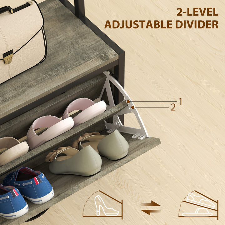 5-In-1 Industrial-Style Hallway Tree - Grey/Black