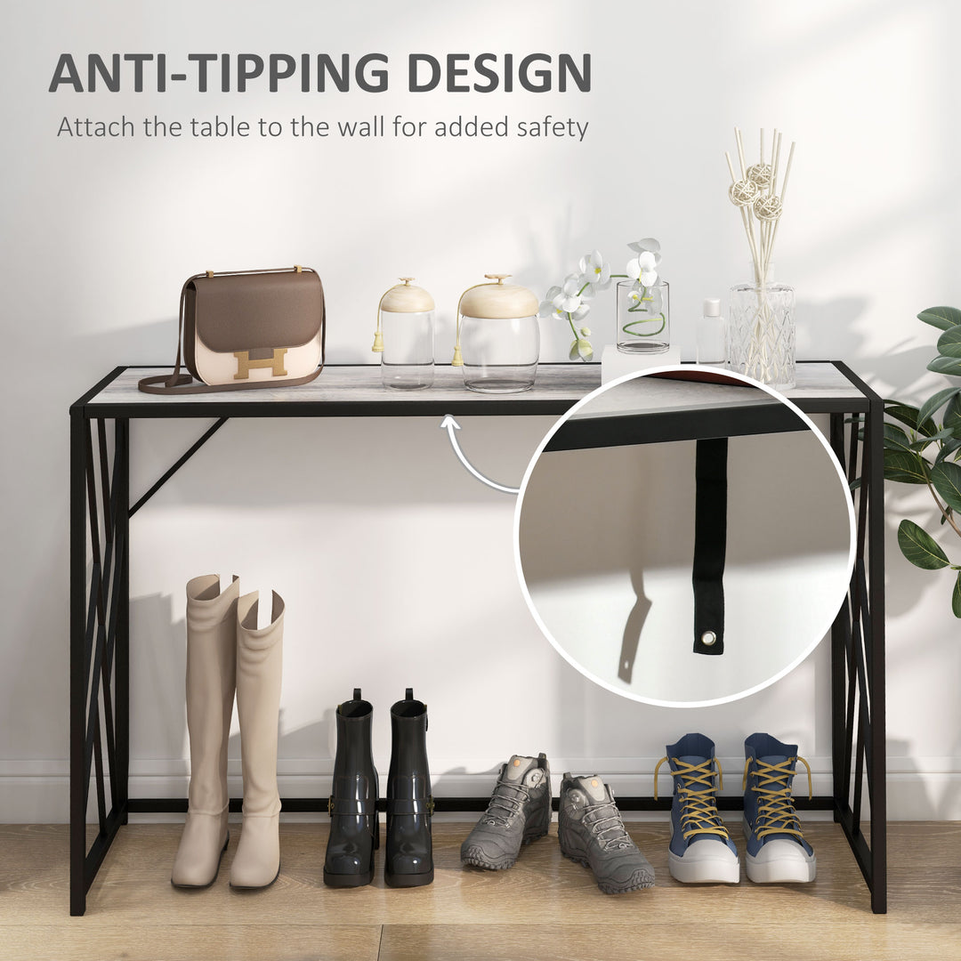 Console Table, Industrial Sofa Table with Metal Frame for Living Room, Hallway, 120 cm, Grey