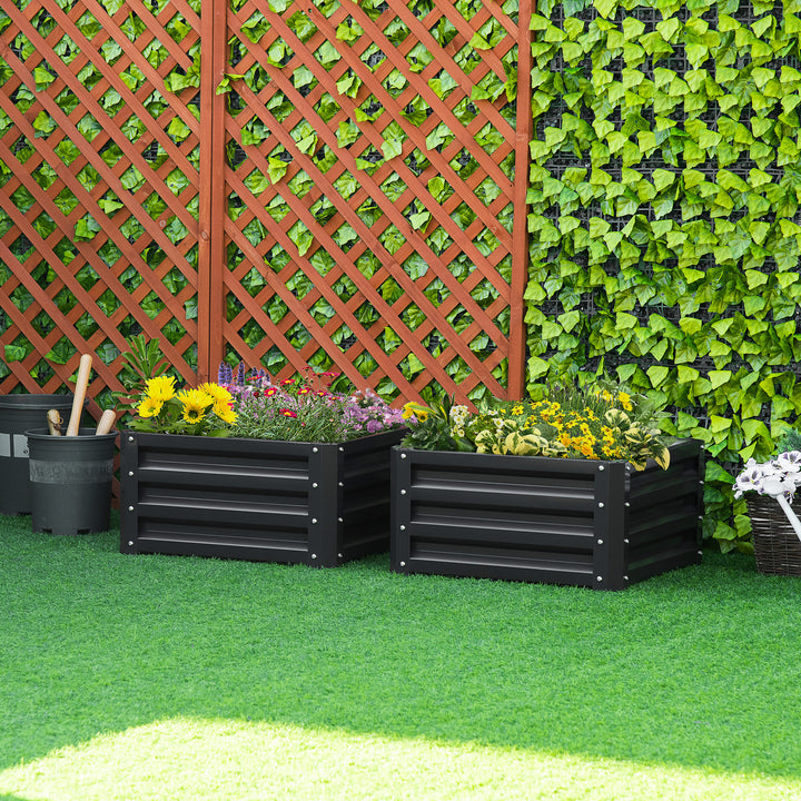 Set of Two 60 x 60cm Steel Planter Boxes - Grey