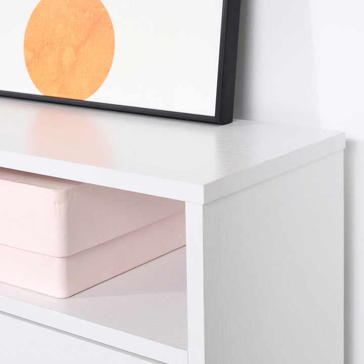 Narrow Shoe Cabinet with 3 Flip Doors, 14-18 Pairs Shoe Cupboard with Open Shelf for Slim Hallway and Entryway, 24 x 60 x 132 cm, White