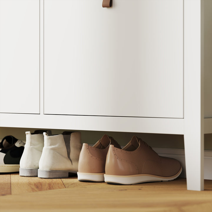 Modern Four-Drawer Shoe Cabinet - White